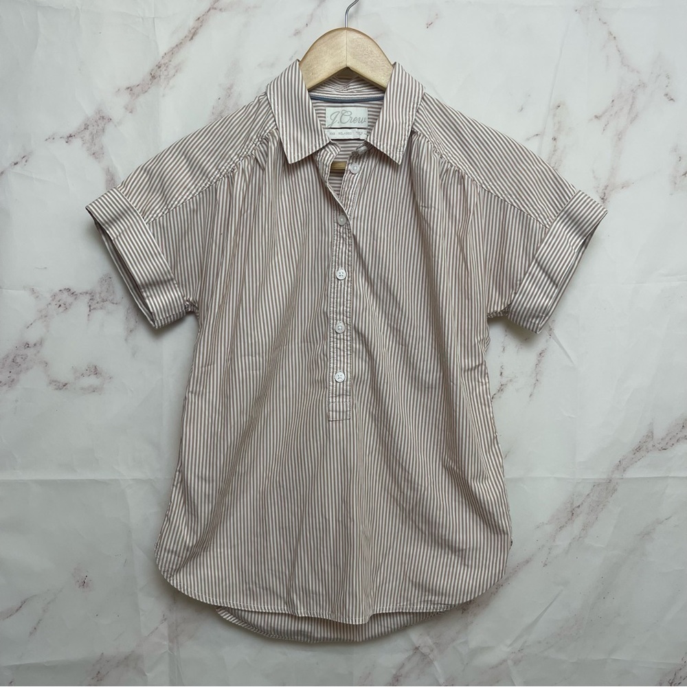 J. Crew Stripe Relaxed Cotton Poplin Popover Shirt - C3